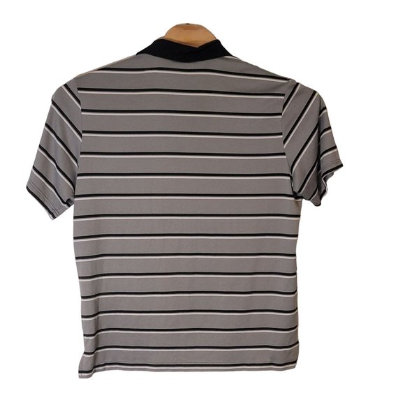 Adidas Polo Golf Shirt‎ Moisture Wicking Gray Black Striped Size Men's Large - Picture 3 of 6